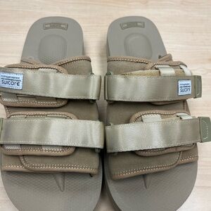 Suicoke Tan Slide Sandals with Adjustable Straps